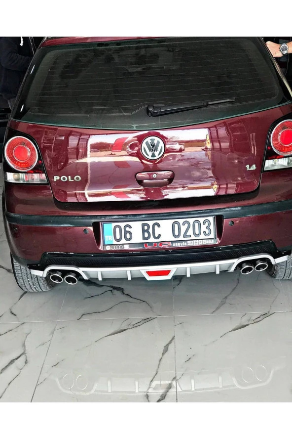 OTO H.İ.T.  VOLKSWAGEN POLO 04-09 UYUMLU BODY KİT DİFÜZÖR 4 ÇIKIŞ YUVARLAK GRİ MODEL 1 ürün görseli 1