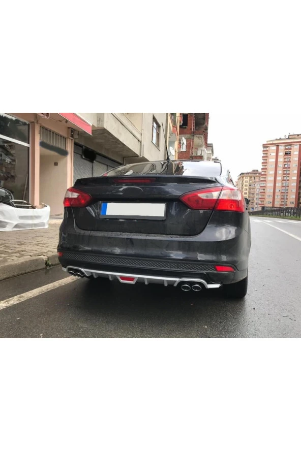 OTO H.İ.T.  FORD FOCUS 3 UYUMLU BODY KİT DİFÜZÖR 4 ÇIKIŞ YUVARLAK GRİ MODEL 1 ürün görseli 1