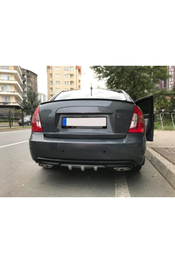 OTO H.İ.T.  HYUNDAİ ACCENT ERA UYUMLU BODY KİT DİFÜZÖR 2 ÇIKIŞ GRİ KARE ürün görseli 1