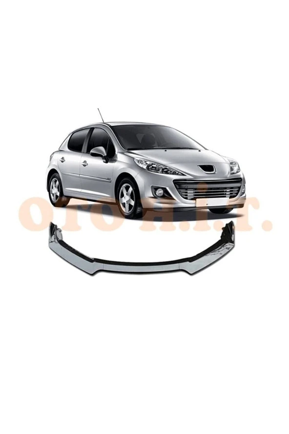 OTO H.İ.T.  Peugeot 207 Uyumlu Esnek Ayarlanabilir 3 Parça Kanatlı Piano Black Ön Lip ürün görseli 1