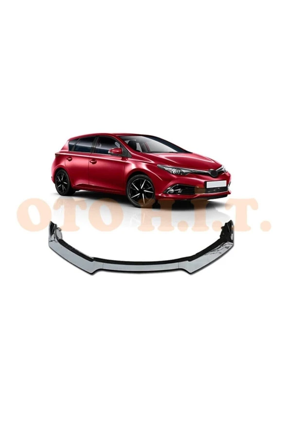 OTO H.İ.T.  Toyota Auris 2015 Ve Üzeri Uyumlu Esnek Ayarlanabilir 3 Parça Kanatlı Piano Black Ön Lip ürün görseli 1