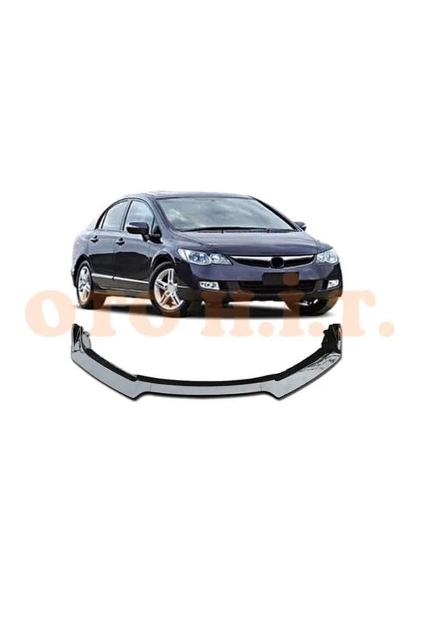 OTO H.İ.T.  Honda Civic Fd6 Uyumlu Esnek Ayarlanabilir 3 Parça Kanatlı Piano Black Ön Lip ürün görseli 1