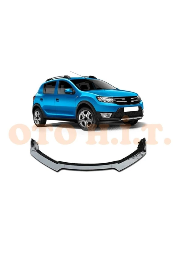 OTO H.İ.T.  Dacia Sandero Uyumlu Esnek Ayarlanabilir 3 Parça Kanatlı Piano Black Ön Lip ürün görseli 1