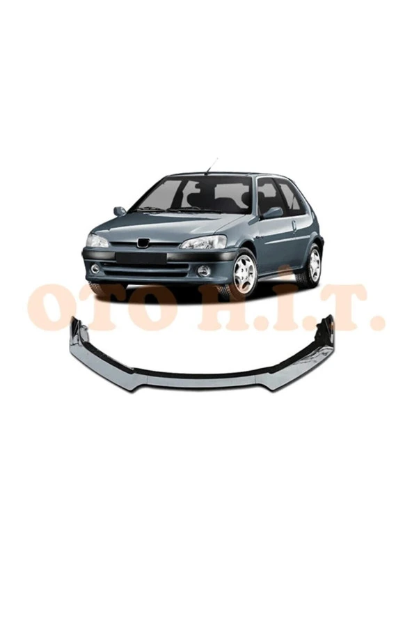 OTO H.İ.T.  Peugeot 106 Uyumlu Esnek Ayarlanabilir 3 Parça Kanatlı Piano Black Ön Lip ürün görseli 1