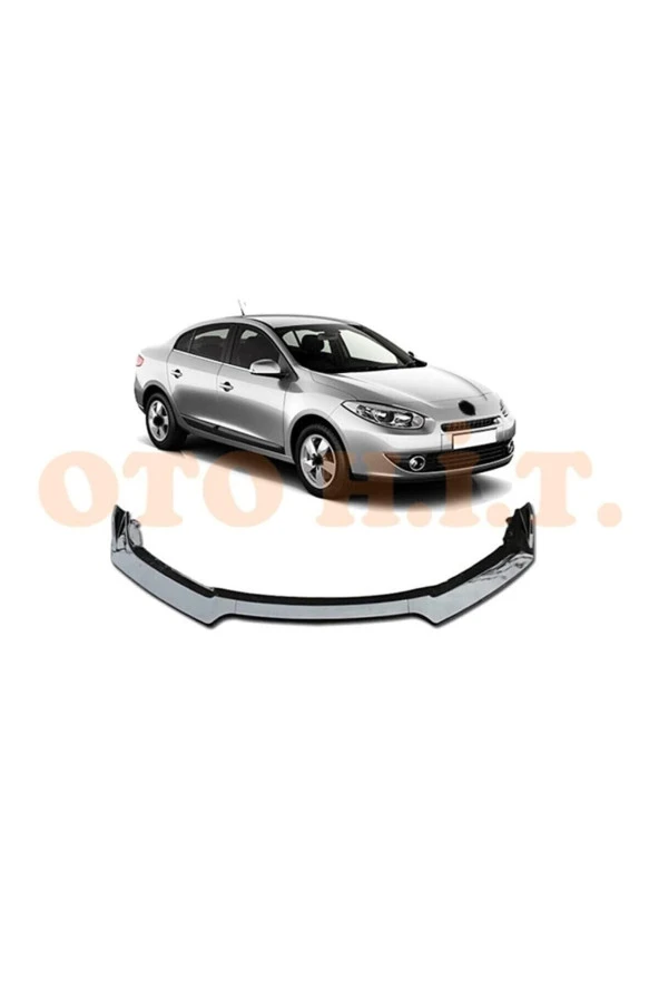 OTO H.İ.T.  Renault Fluence 2009-2012 Uyumlu Esnek Ayarlanabilir 3 Parça Kanatlı Piano Black Ön Lip ürün görseli 1