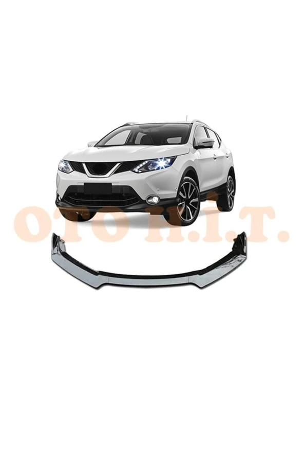 OTO H.İ.T.  Nissan Qashqai 2013-2019 Uyumlu Esnek Ayarlanabilir 3 Parça Kanatlı Piano Black Ön Lip ürün görseli 1