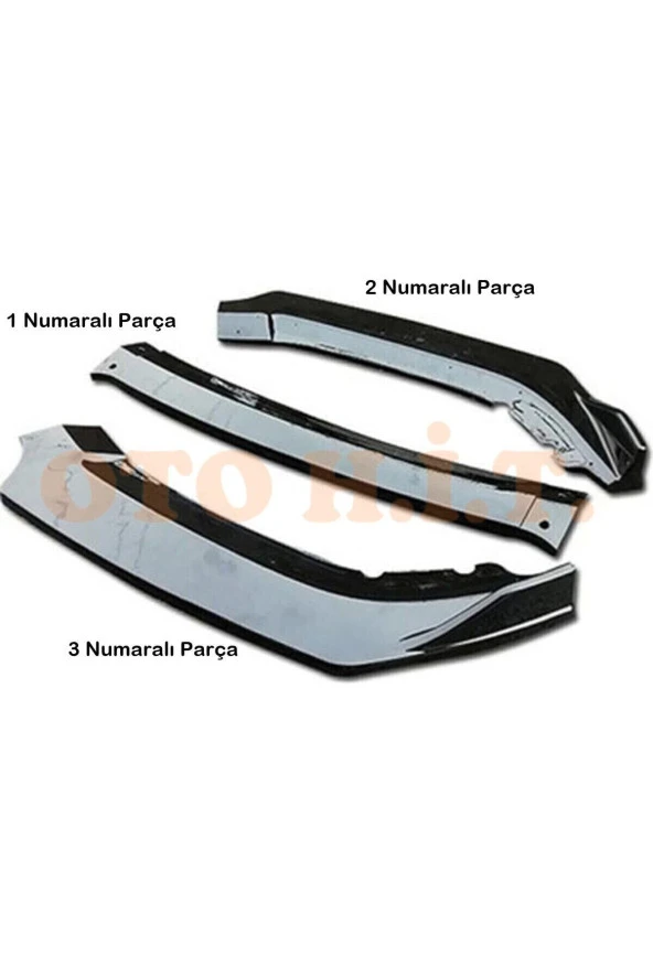 OTO H.İ.T.  Toyota Gt86 Uyumlu Esnek Ayarlanabilir 3 Parça Kanatlı Piano Black Ön Lip ürün görseli 1