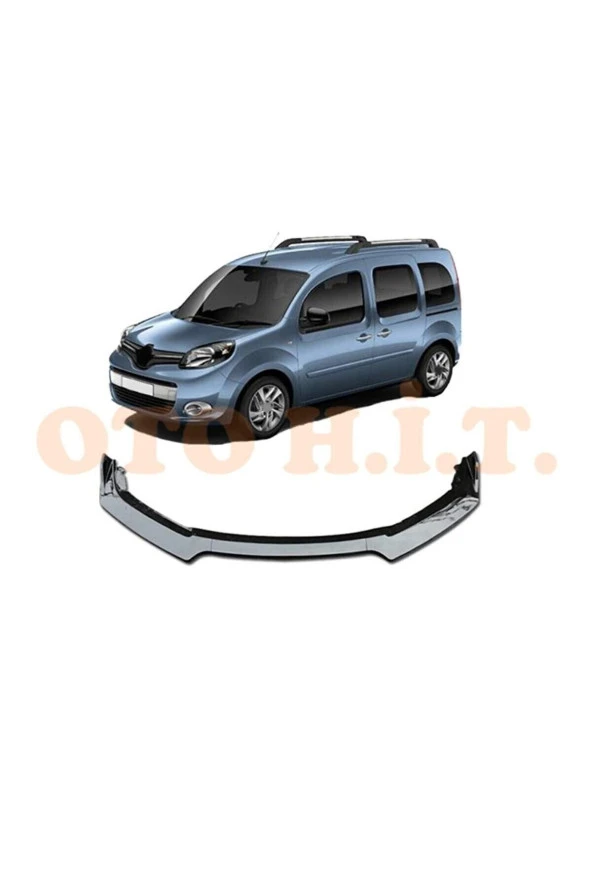 OTO H.İ.T.  Renault Kango 2008 Ve Üzeri Uyumlu Esnek Ayarlanabilir 3 Parça Kanatlı Piano Black Ön Lip ürün görseli 1