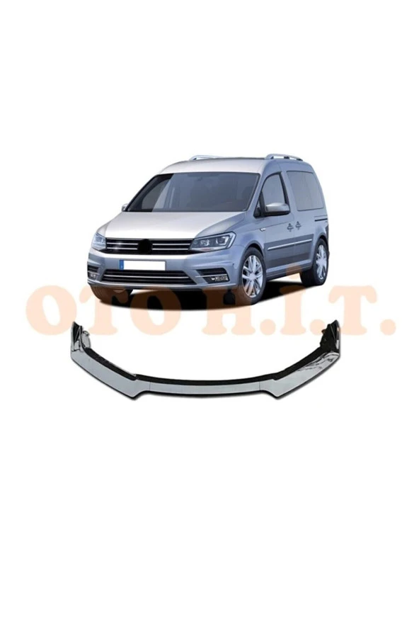 OTO H.İ.T.  Volkswagen Caddy 2016-2020 Uyumlu Esnek Ayarlanabilir 3 Parça Kanatlı Piano Black Ön Lip ürün görseli 1