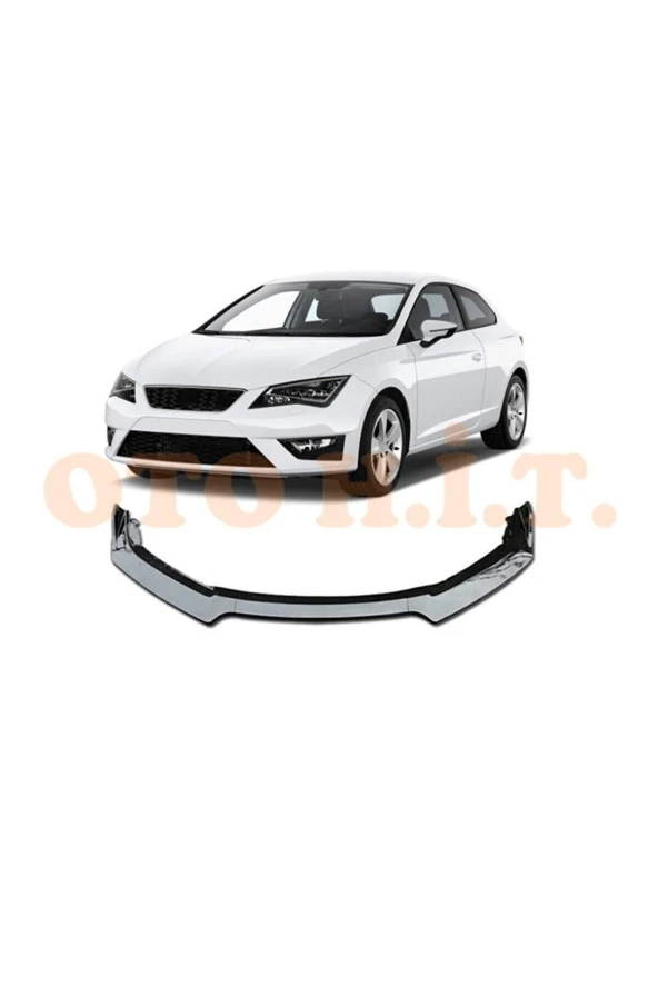 OTO H.İ.T.  Seat Leon Mk3 Uyumlu Esnek Ayarlanabilir 3 Parça Kanatlı Piano Black Ön Lip ürün görseli 1