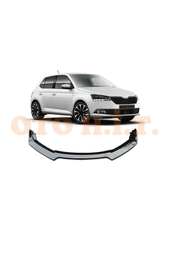 OTO H.İ.T.  Skoda Fabia Uyumlu Esnek Ayarlanabilir 3 Parça Kanatlı Piano Black Ön Lip ürün görseli 1