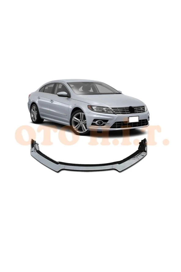OTO H.İ.T.  Volkswagen Cc Uyumlu Esnek Ayarlanabilir 3 Parça Kanatlı Piano Black Ön Lip ürün görseli 1