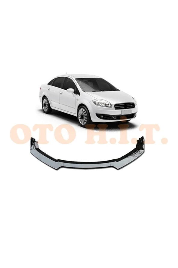 OTO H.İ.T.  Fiat Linea 2007-2012 Uyumlu Esnek Ayarlanabilir 3 Parça Kanatlı Piano Black Ön Lip ürün görseli 1