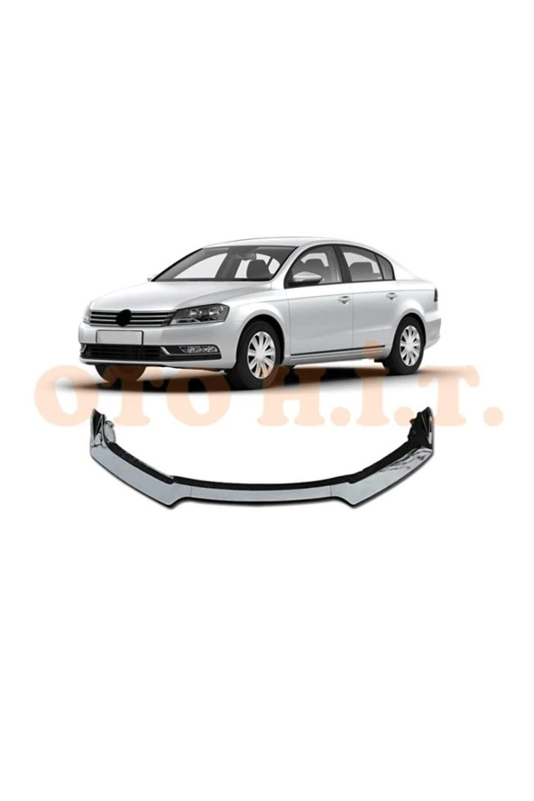 OTO H.İ.T.  Volkswagen B7 Uyumlu Esnek Ayarlanabilir 3 Parça Kanatlı Piano Black Ön Lip ürün görseli 1
