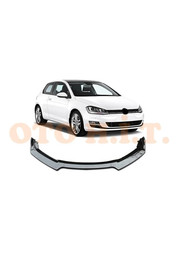 OTO H.İ.T.  Volkswagen Golf 7 Uyumlu Esnek Ayarlanabilir 3 Parça Kanatlı Piano Black Ön Lip ürün görseli 1