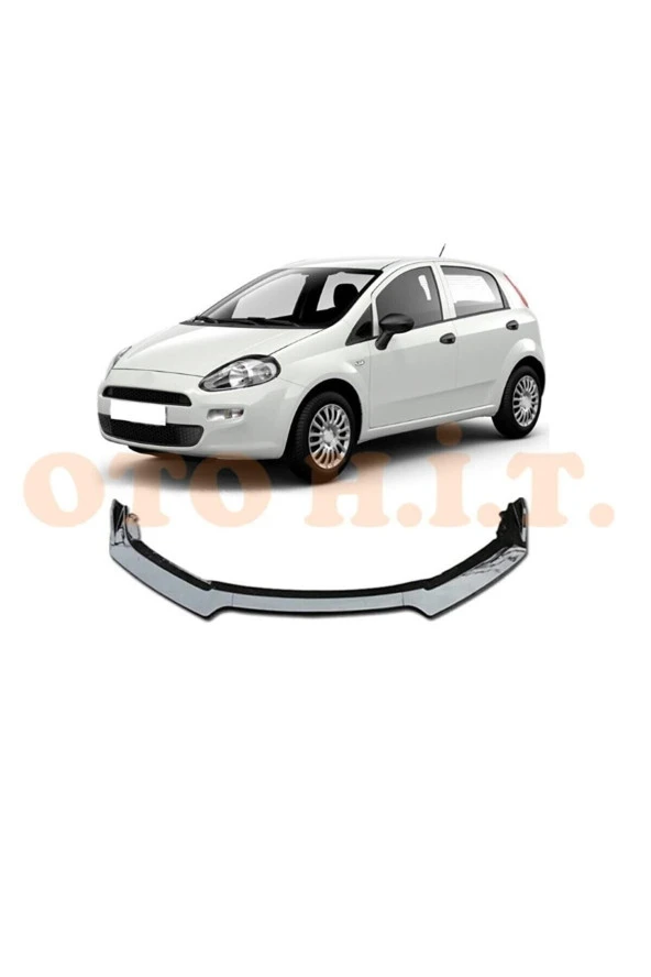OTO H.İ.T.  Fiat Punto Uyumlu  Esnek Ayarlanabilir 3 Parça Kanatlı Piano Black Ön Lip ürün görseli 1