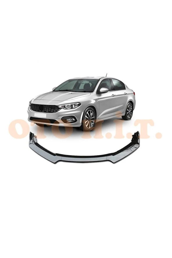 OTO H.İ.T.  Fiat Egea Uyumlu Esnek Ayarlanabilir 3 Parça Kanatlı Piano Black Ön Lip ürün görseli 1