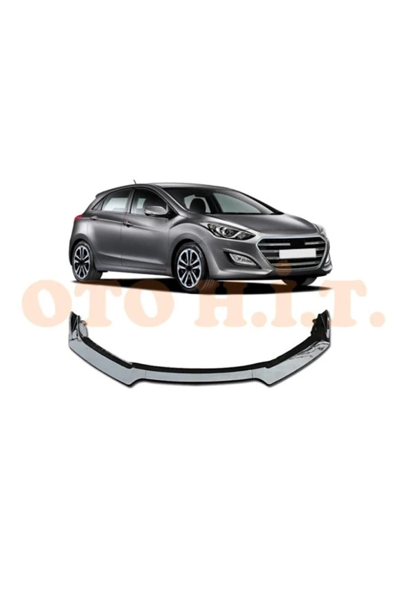 OTO H.İ.T.  Hyundai I30 2012-2016 Uyumlu Esnek Ayarlanabilir 3 Parça Kanatlı Piano Black Ön Lip ürün görseli 1