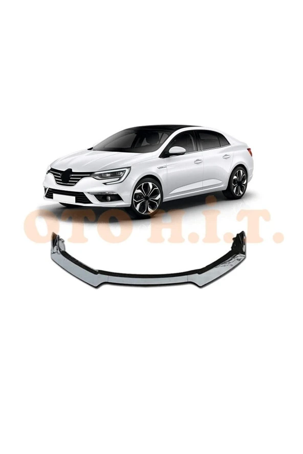 OTO H.İ.T.  Renault Megane 4 Uyumlu Esnek Ayarlanabilir 3 Parça Kanatlı Piano Black Ön Lip ürün görseli 1