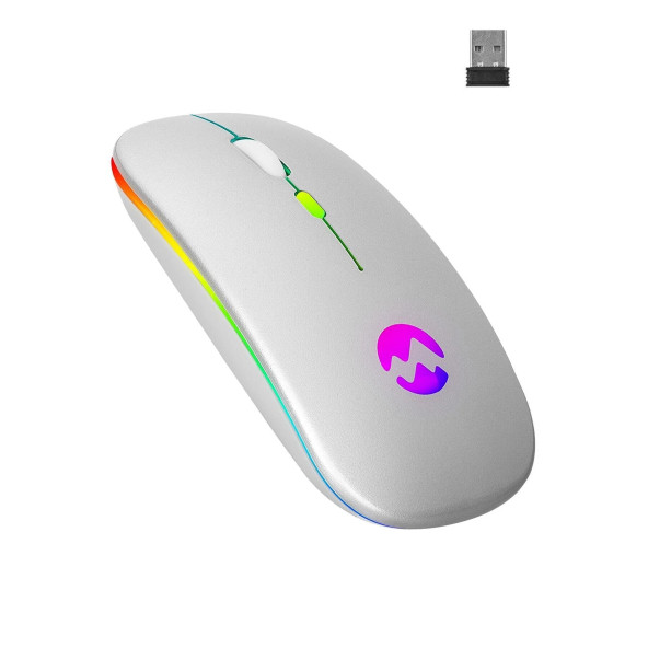 Everest Smw-710 Usb 2.4ghz Gümüş Ledli 800/1200/1600dpi Şarjlı Kablosuz Mouse ürün görseli 1