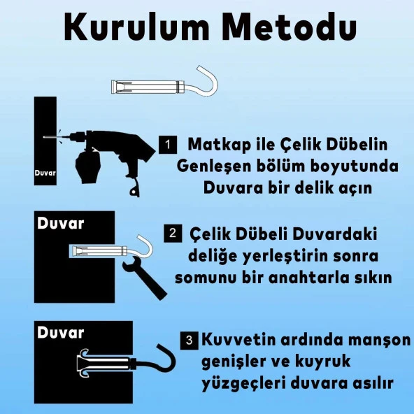 Kancalı Çelik Dübel Hamak Salıncak Boks Torbası Lamba Avize İçin Gömlekli Açık Ağız Kanca M10 ürün görseli 1
