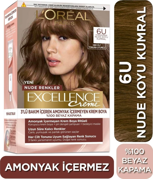 L’oréal Paris Excellence Creme Nude Renkler Saç Boyası – 6u Nude Koyu Kumral ürün görseli 1
