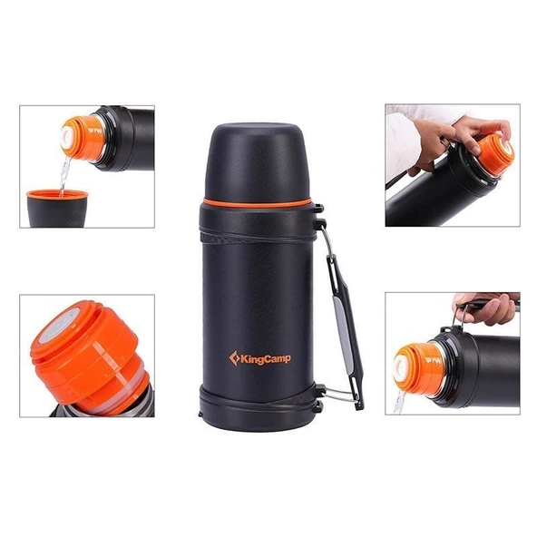 KINGCAMP 750 ML VACUUM SIYAH TERMOS - Resim 6