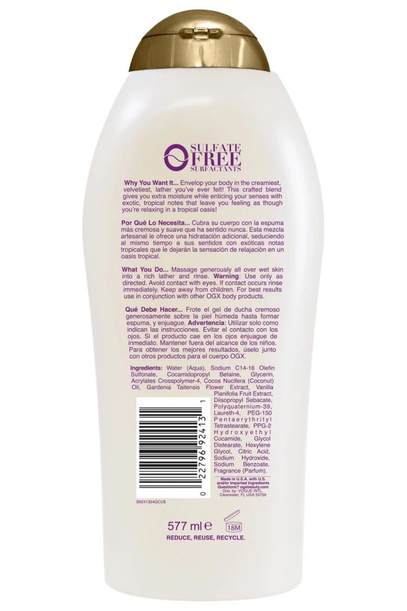 OGX Extra Creamy + Coconut Oil Miracle Vücut Şampuanı 577ML ürün görseli 1