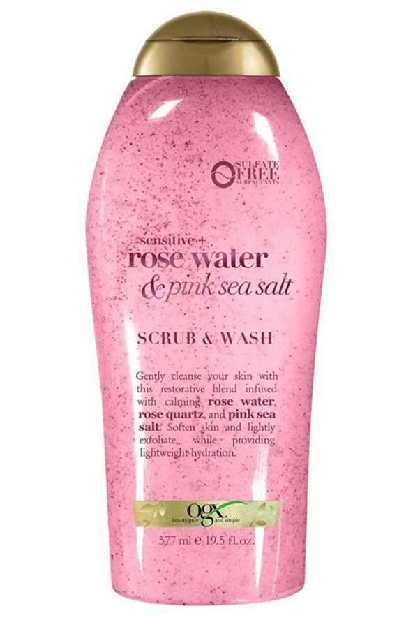 OGX Rose Water & Pink Sea Salt Peeling ve Vücut Şampuanı 577ML ürün görseli 1