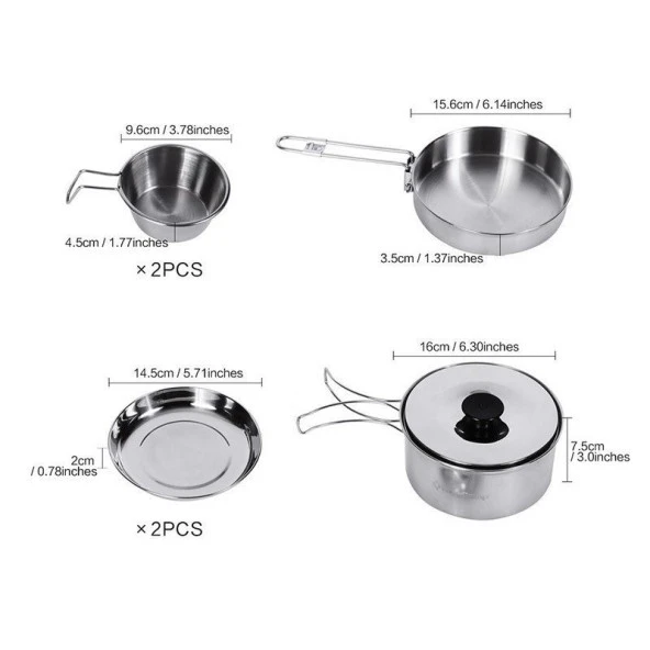 KingCamp BACKPACKER III SILVER YEMEK SET (2 KISI) - Resim 3
