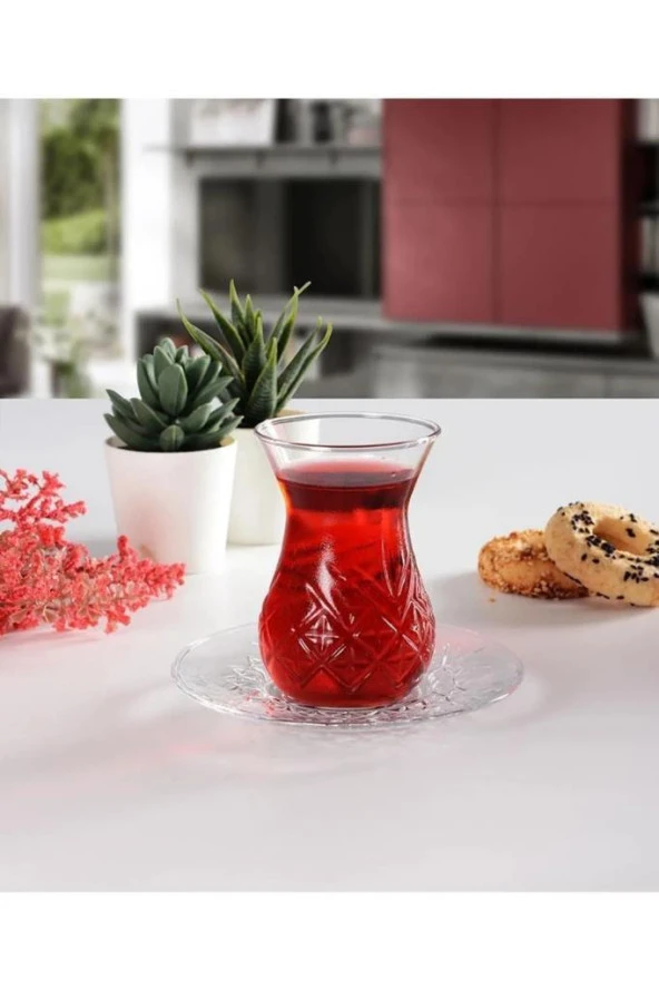 96992 Timeless Desenli 6 Kişilik 12 Parça Cam Çay Bardağı Takımı Seti ürün görseli 1