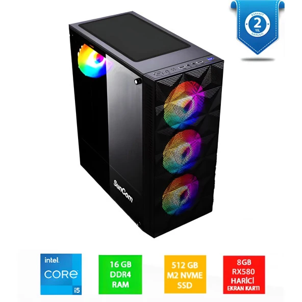 SunCom Gaming SG1-126 i5-12400F 16GB 512SSD RX580 FreeDOS Masaüstü Bilgisayar ürün görseli 1