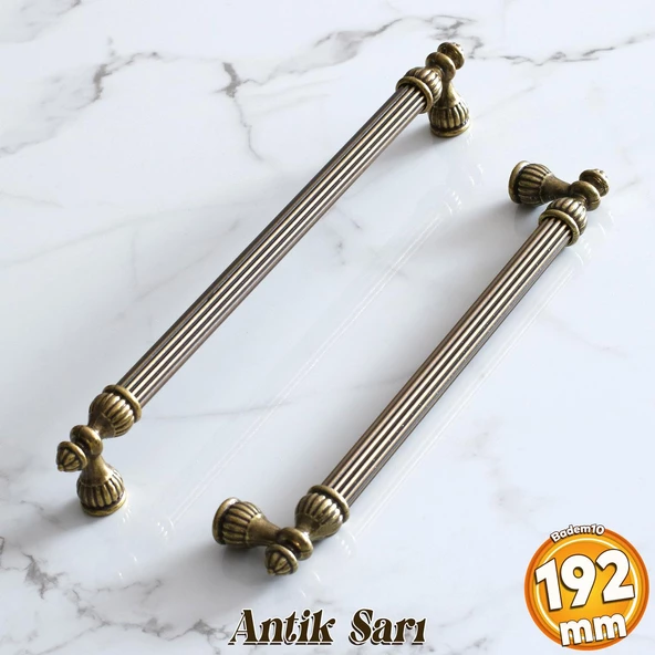 Şah 192 mm Eskitme Antik Sarı  Metal Mobilya Mutfak Çekmece Kapak Dolap Dolabı Kulpu Kulbu Kulpları ürün görseli 1