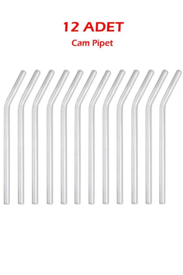 12li Cam Şeffaf Eğimli Pipet 16cm - Resim 7