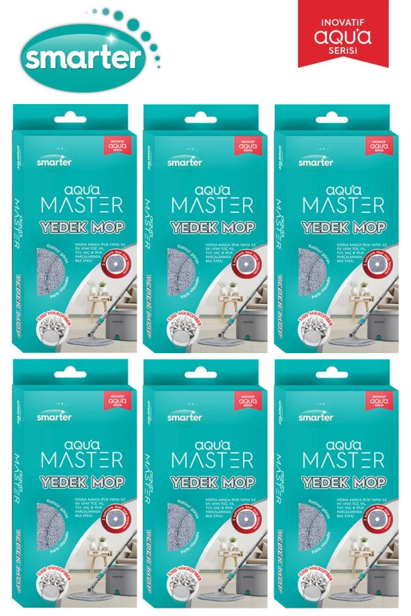 SMARTER AQUA MASTER 6 YEDEK MOP TEMİZ & KİRLİ SUYU AYIRMA ÖZELLİĞİ OTOMATİK TEMİZLİK SETİ MOP PASPAS ürün görseli 1