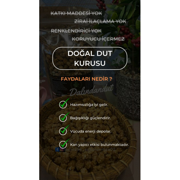 Dalındandut Doğal Dut Kurusu 1000GR - Resim 2