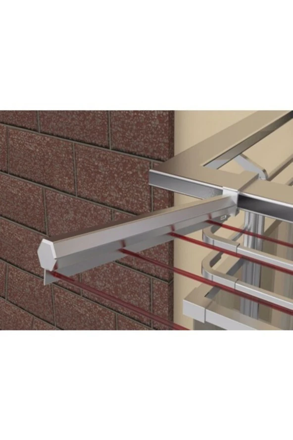 Balkon Çamaşır Kurutma Askısı Kare Küpeşte 60x25 Metalik Gümüş Renk ürün görseli 1