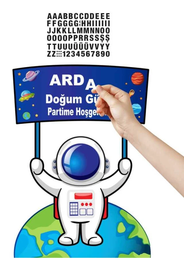 Uzay Temalı Ayaklı Pano Seti Kişiye Özel ürün görseli 1