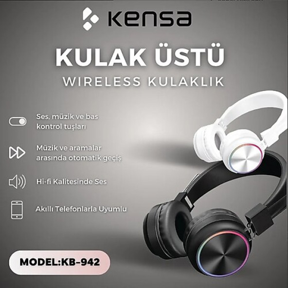 Kensa KB-942 KULAK ÜSTÜ BLUETOOTH KULAKLIK ürün görseli 1