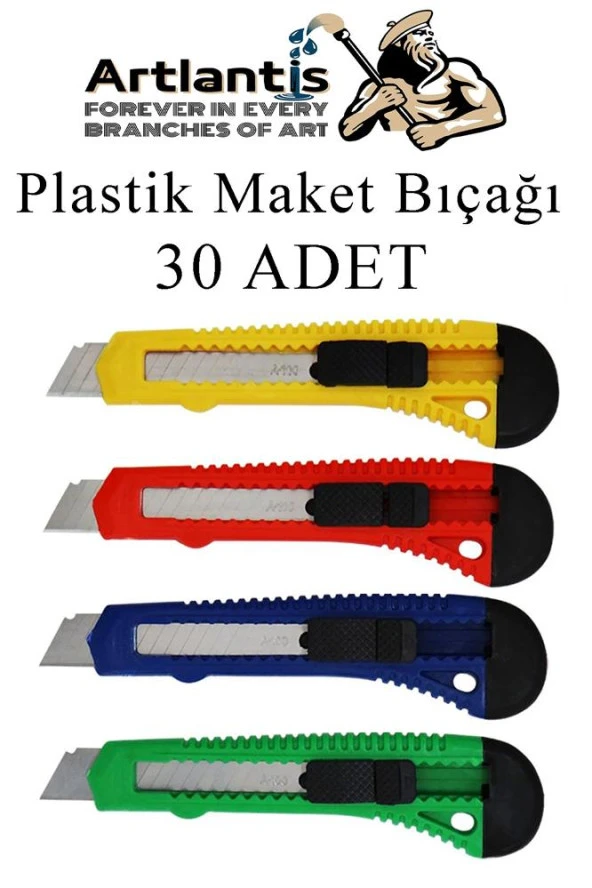Maket Bıçağı Plastik Büyük Boy 30 Adet 18 mm Plastik Falçata Bıçağı Büyük Boy ürün görseli 1