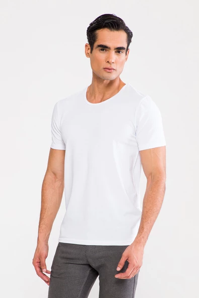 D'S DAMAT Trendy Bisiklet Yaka T-Shirt Beyaz ürün görseli 1