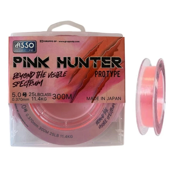 Asso Pink Hunter 300mt 0.37mm Surf FC COATED Visible Line Fluorocarbon Kaplama Misina ürün görseli 1