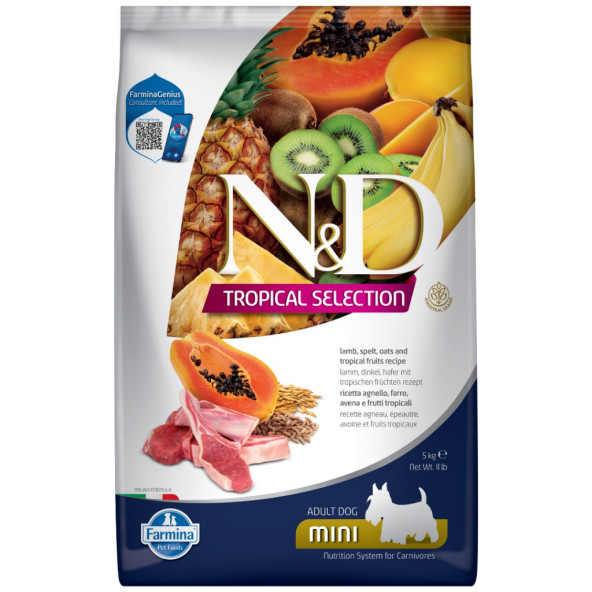 Nd tropical selection köpek 5kg mini adult kuzu etli tropikal meyveli küçük ırk yetişkin köpek maması ürün görseli 1