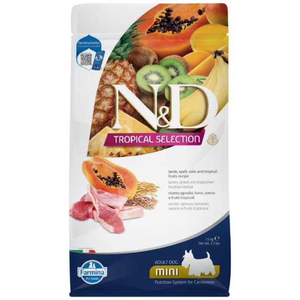 Nd tropical selection köpek 1,5kg mini adult kuzu etli tropikal meyveli küçük ırk yetişkin köpek maması ürün görseli 1
