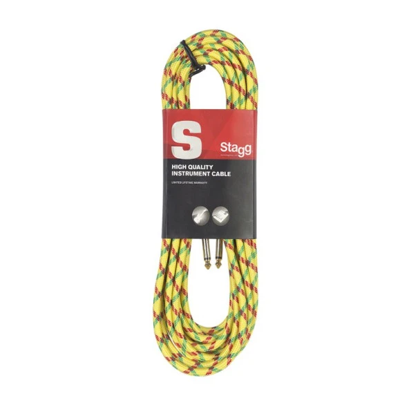 STAGG ENSTRÜMAN KABLOSU ÖRGÜ SARGILI 3METRE SARI SGC3VT YL ürün görseli 1