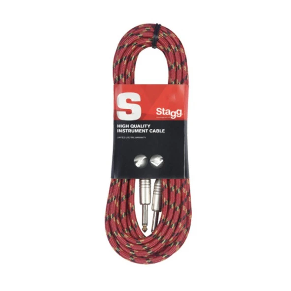 STAGG ENSTRÜMAN KABLOSU ÖRGÜ SARGILI 3METRE KIRMIZI SGC3VT RD ürün görseli 1