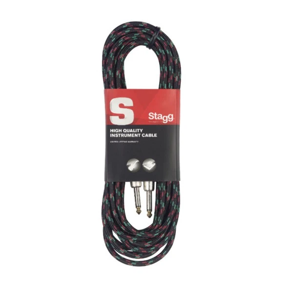STAGG ENSTRÜMAN KABLOSU ÖRGÜ SARGILI 3METRE SİYAH SGC3VT BK ürün görseli 1