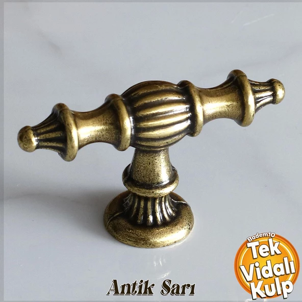 Şehzade Düğme Eskitme Antik Sarı  Metal Mobilya Mutfak Çekmece Dolap Dolabı Kulpu Kulbu Kulpları ürün görseli 1