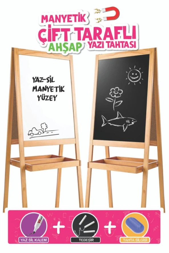 Dıytoy Manyetik Çift Taraflı Ahşap Yazı Tahtası ürün görseli 1