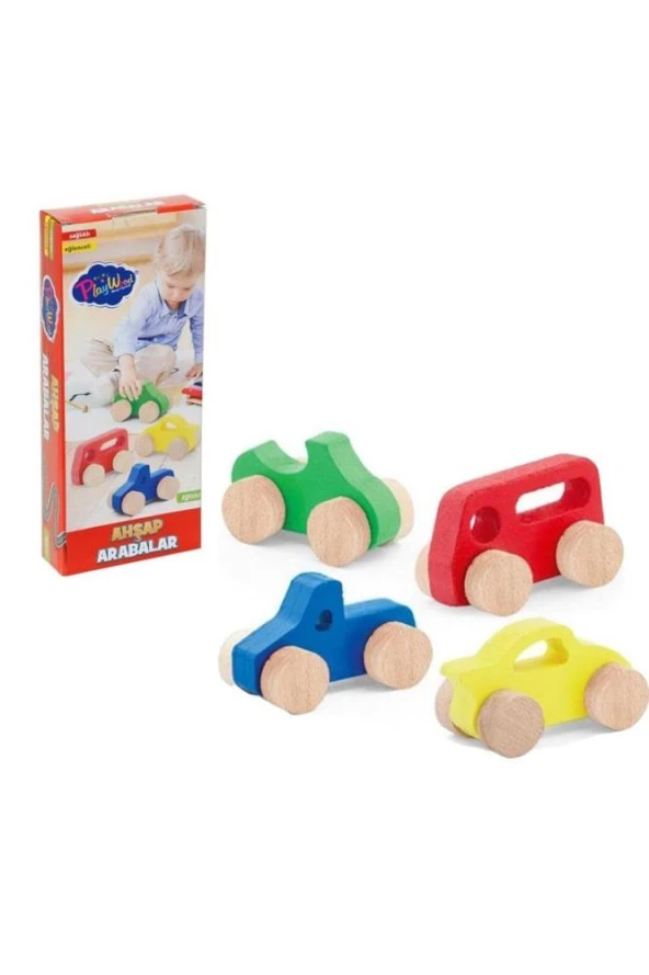 Play Wood Kutuda 4 Asorti Ahşap Yarış Arabaları Ony-380 ürün görseli 1